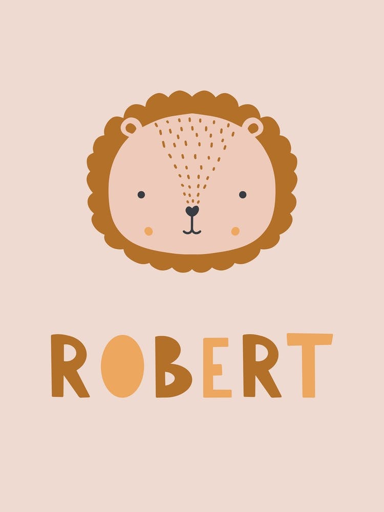Cute Lion, Lettering Robert, Baby