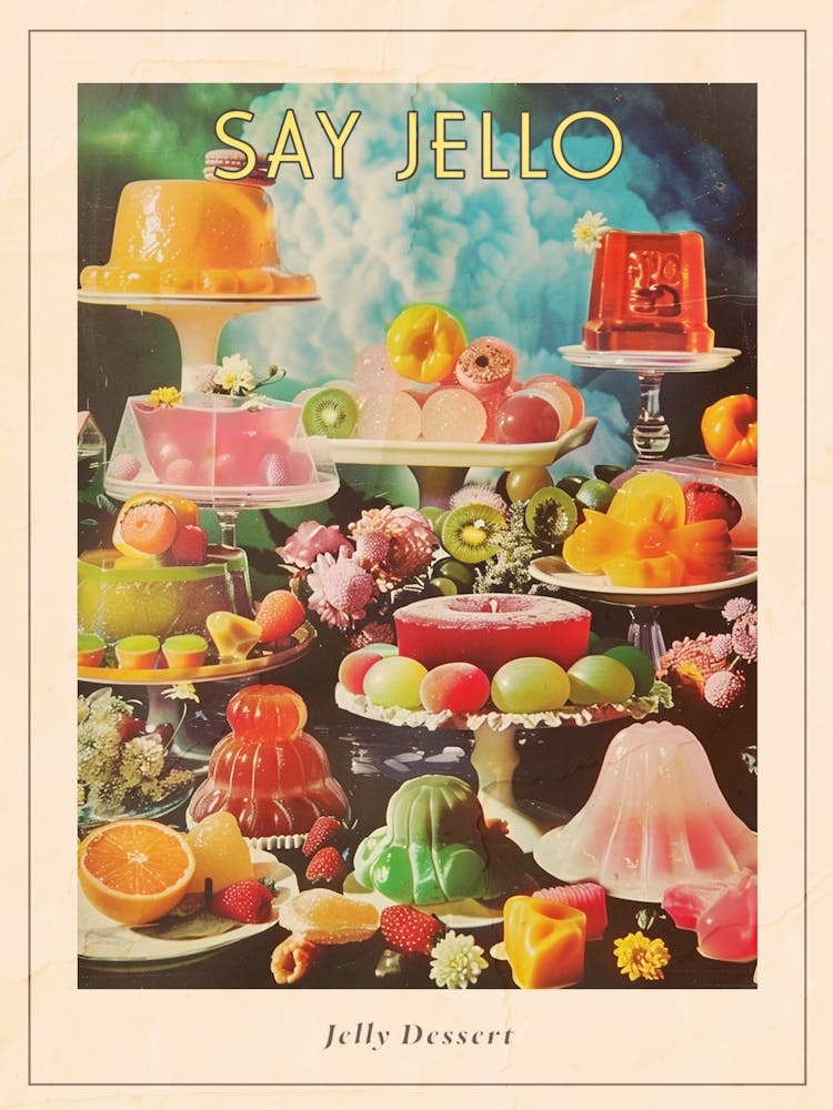 Jelly Dessert Platter Retro Collage Poster