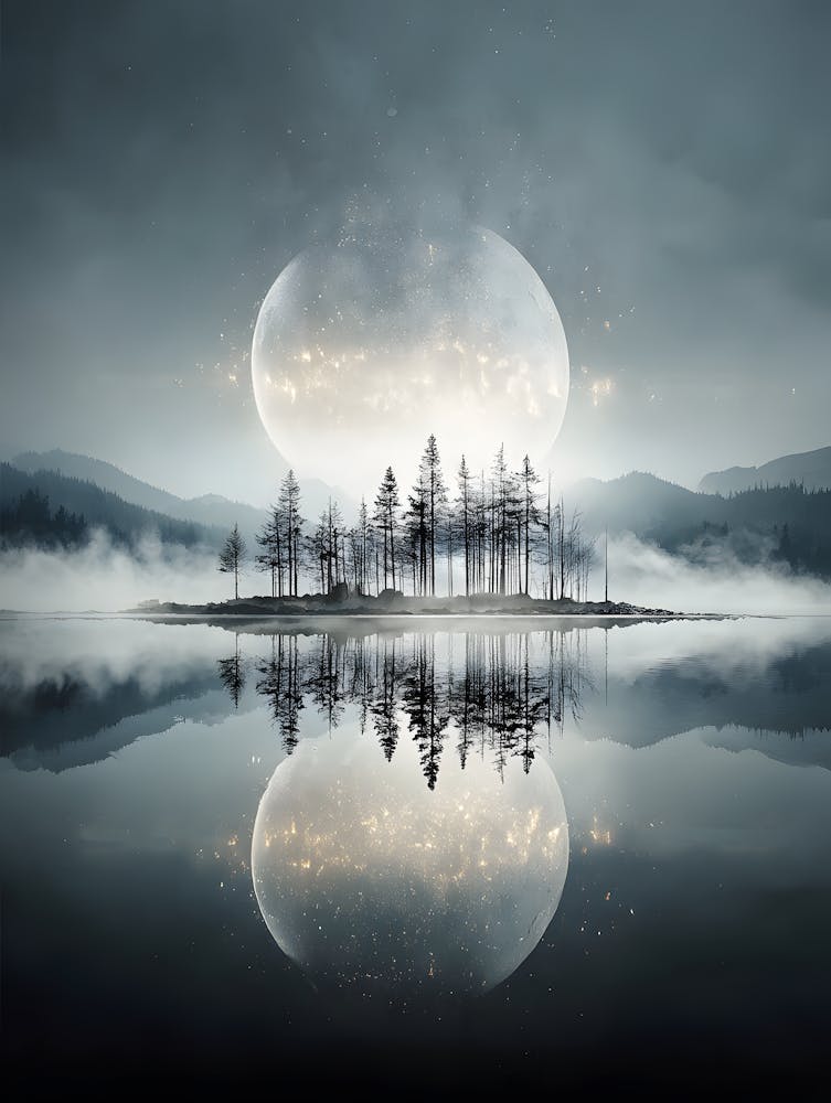 Beautiful Full Moon Over the Lake 7