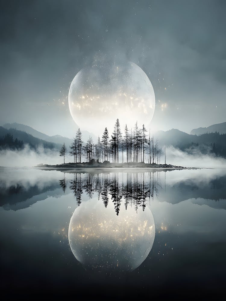 Beautiful Full Moon Over the Lake 7