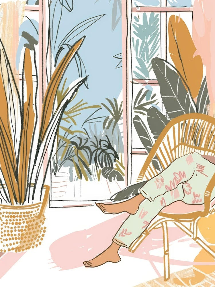 Illustration Of A Woman Relaxing In A Chair