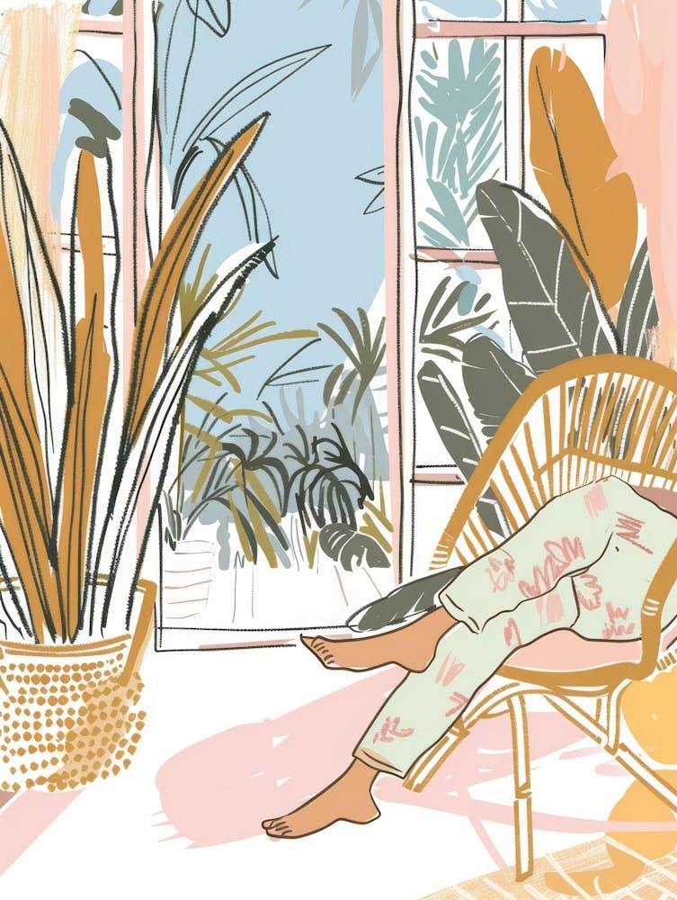 Illustration Of A Woman Relaxing In A Chair