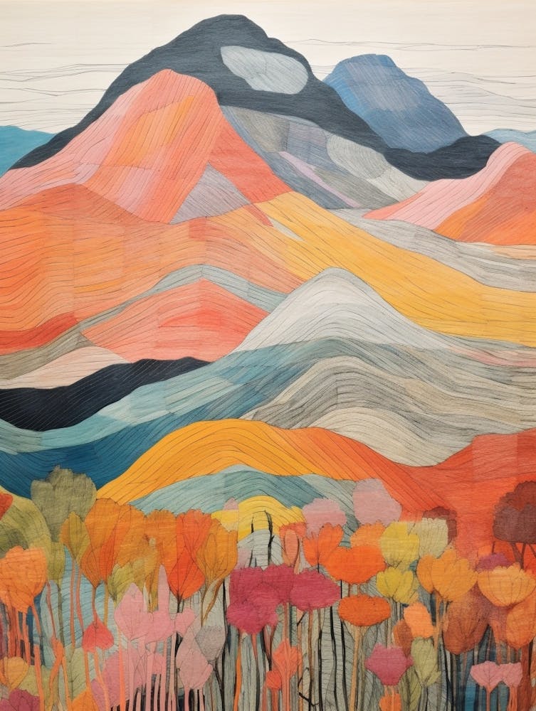 Beinn Mhanach Scotland Colourful Mountain Illustration