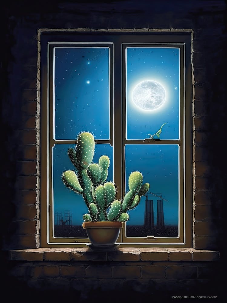 Moon Cactus On A Window  3