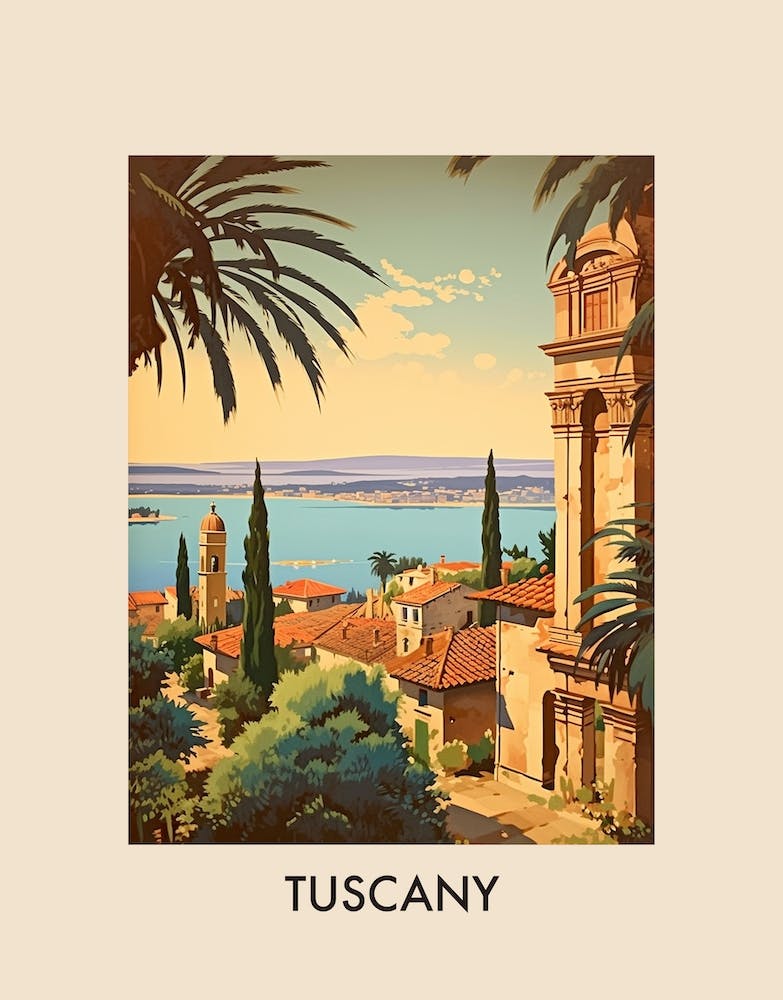Tuscany Italy 3 Affiche de Voyage Vintage