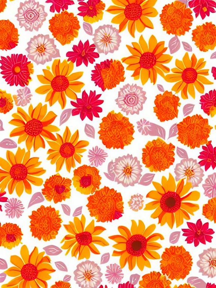 Sunflower Floral Print Retro Pattern 2 Flower