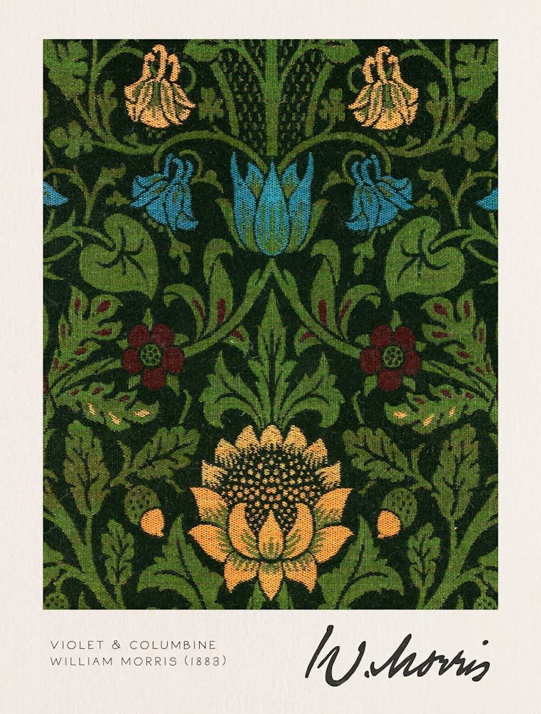 William Morris, Violet and columbine, William Morris Signature