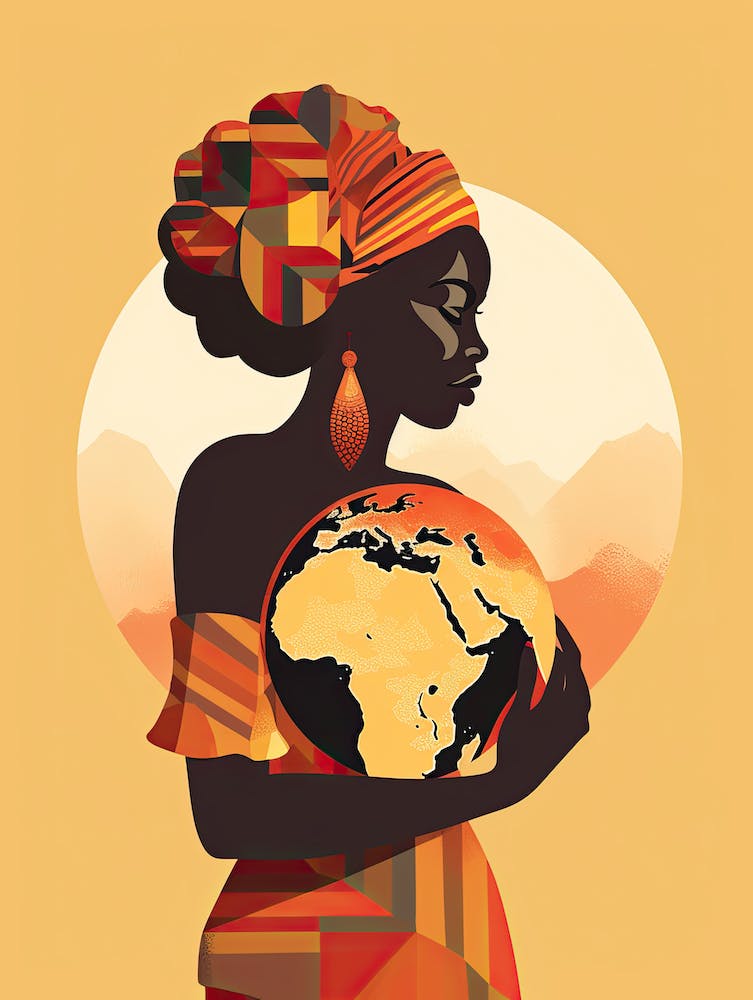 African Woman Holding The Earth
