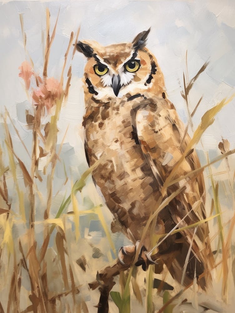 Bird Painting Great Horned Owl 4