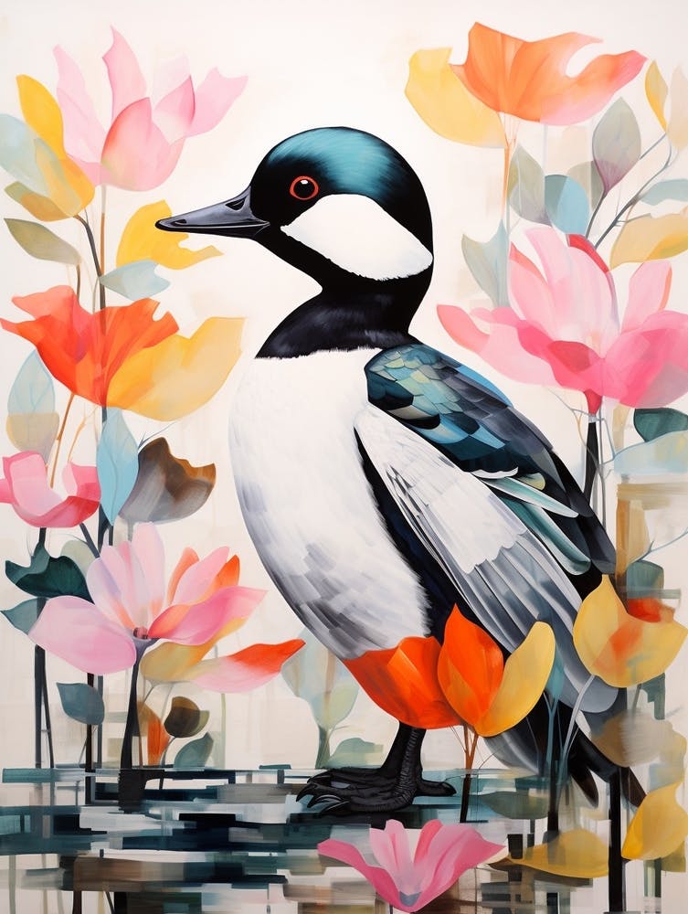 Collage de peinture d'oiseau Garrot albéole 3