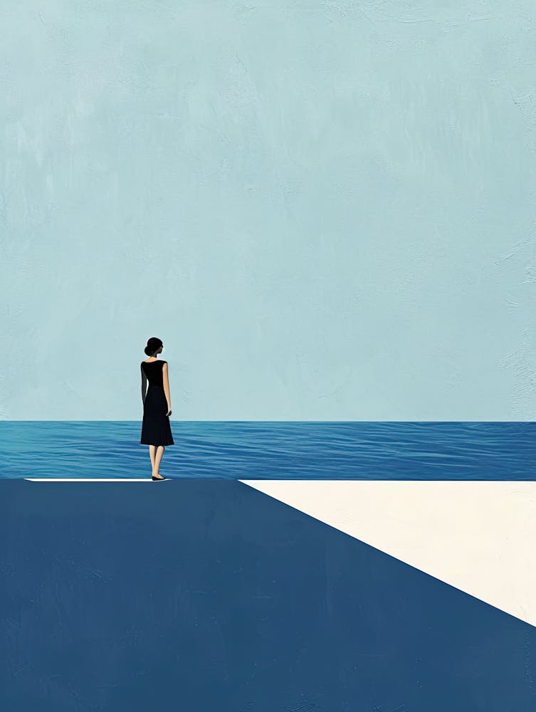 Woman Walking By The Ocean