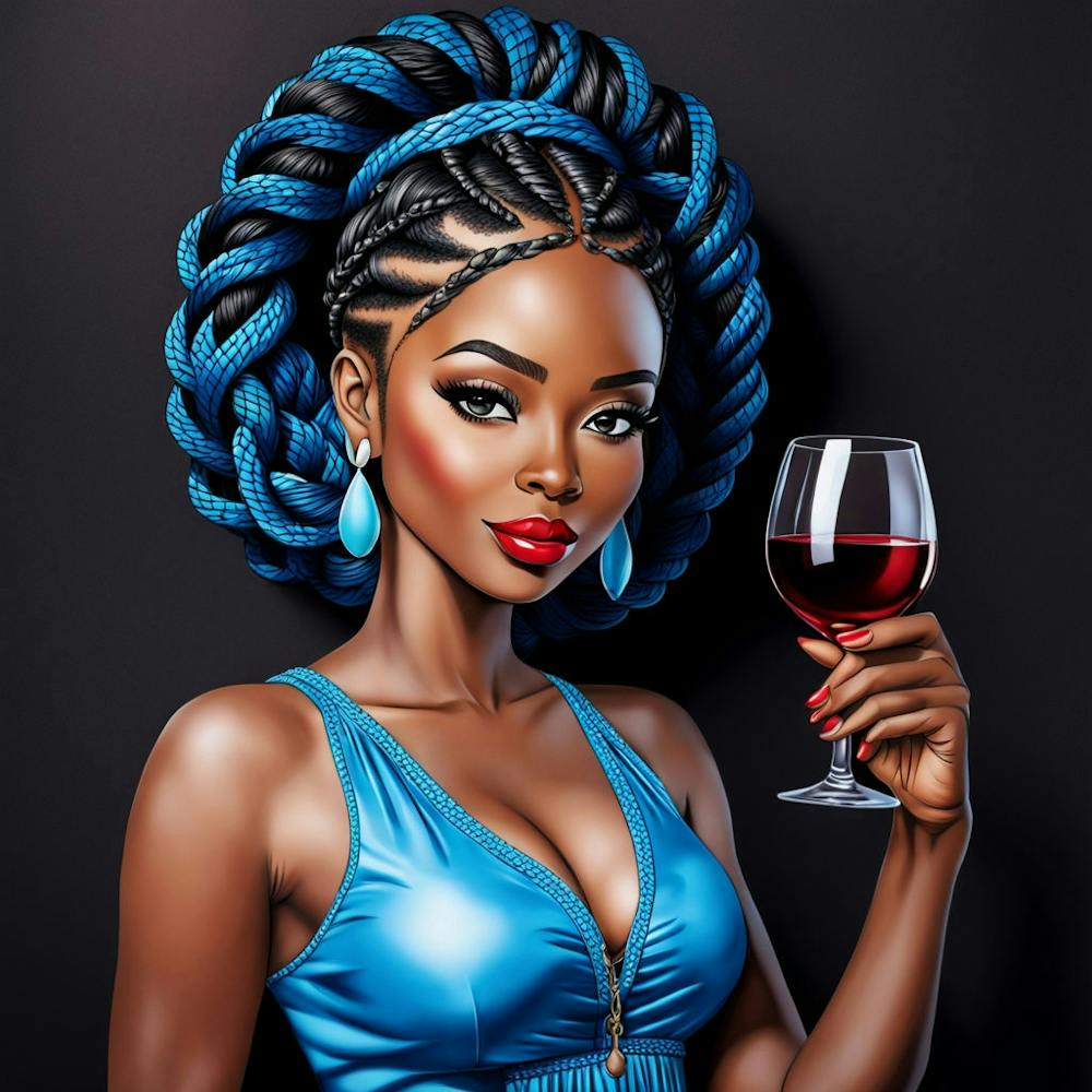 Beautiful African Woman With A Glass Of Wine