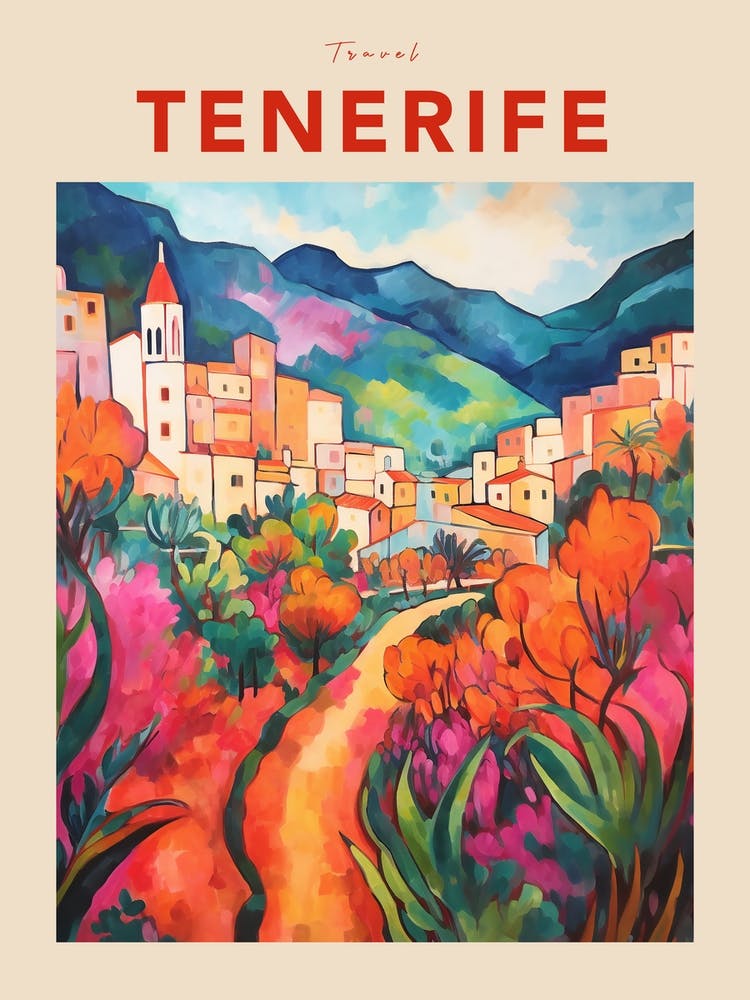 Tenerife Spain 3 Fauvist Travel Poster
