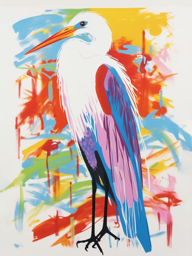 Colourful Bird Painting Egret 3