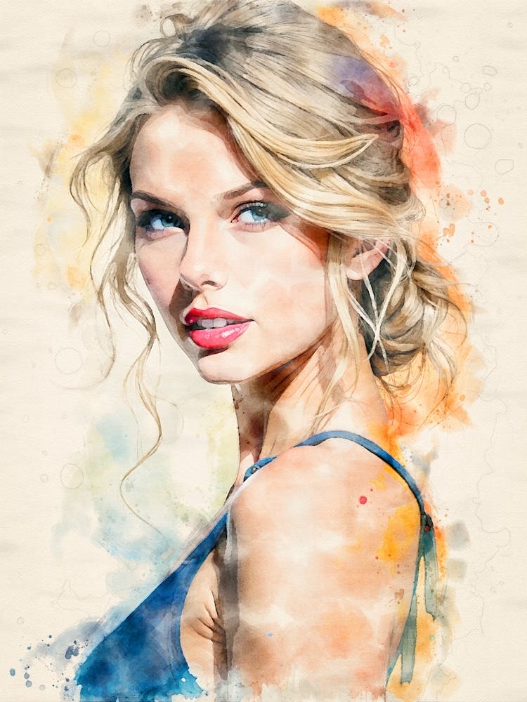 Watercolor Portrait Of Taylor Swift