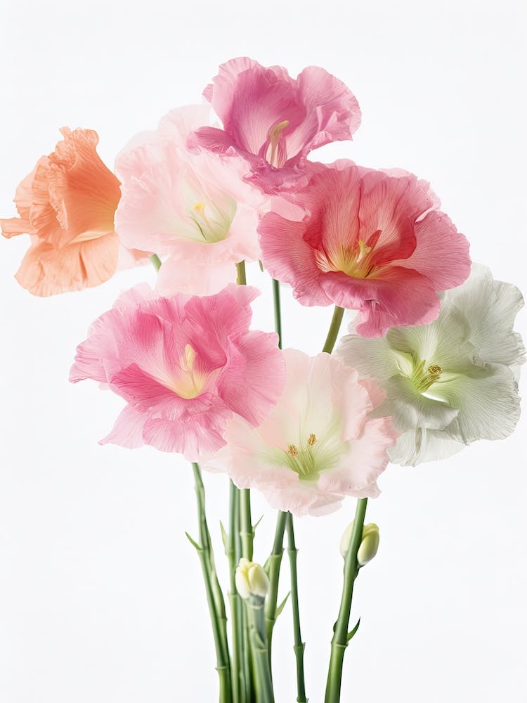 Gladioli Flowers Acrylic Painting In Pastel Colours 8