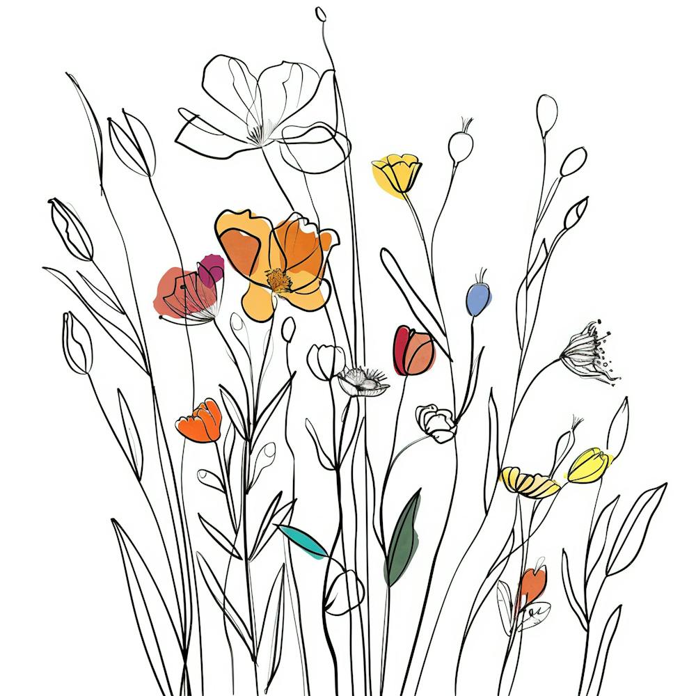Hand Drawn Wildflowers Line Art 6