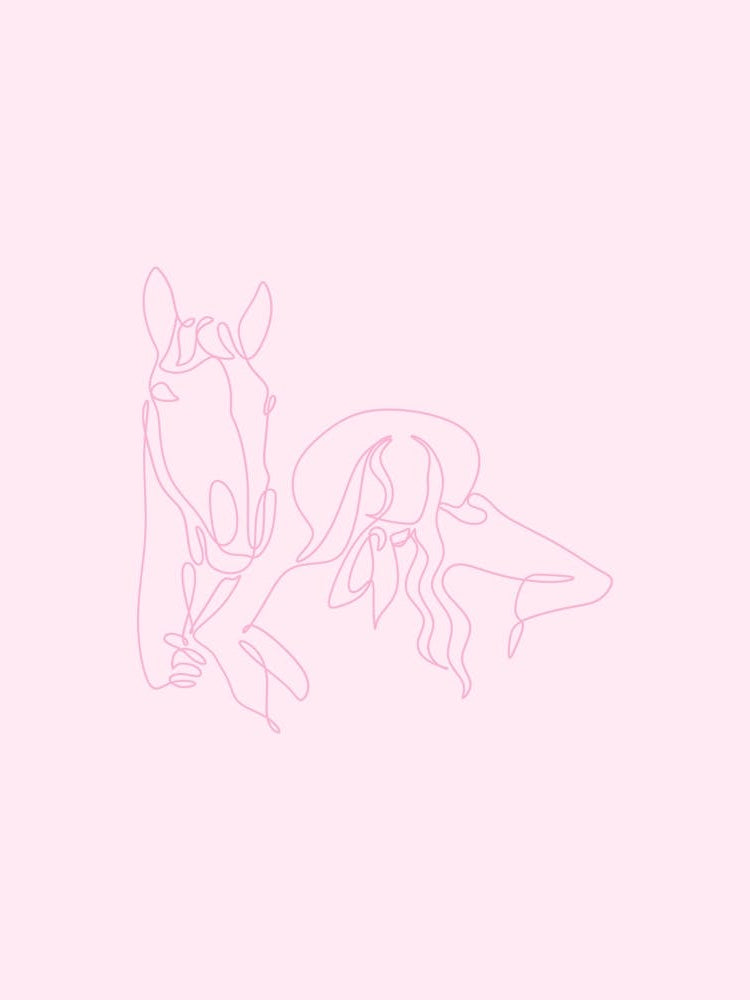 Cowgirl And Horse Line Art - Pink