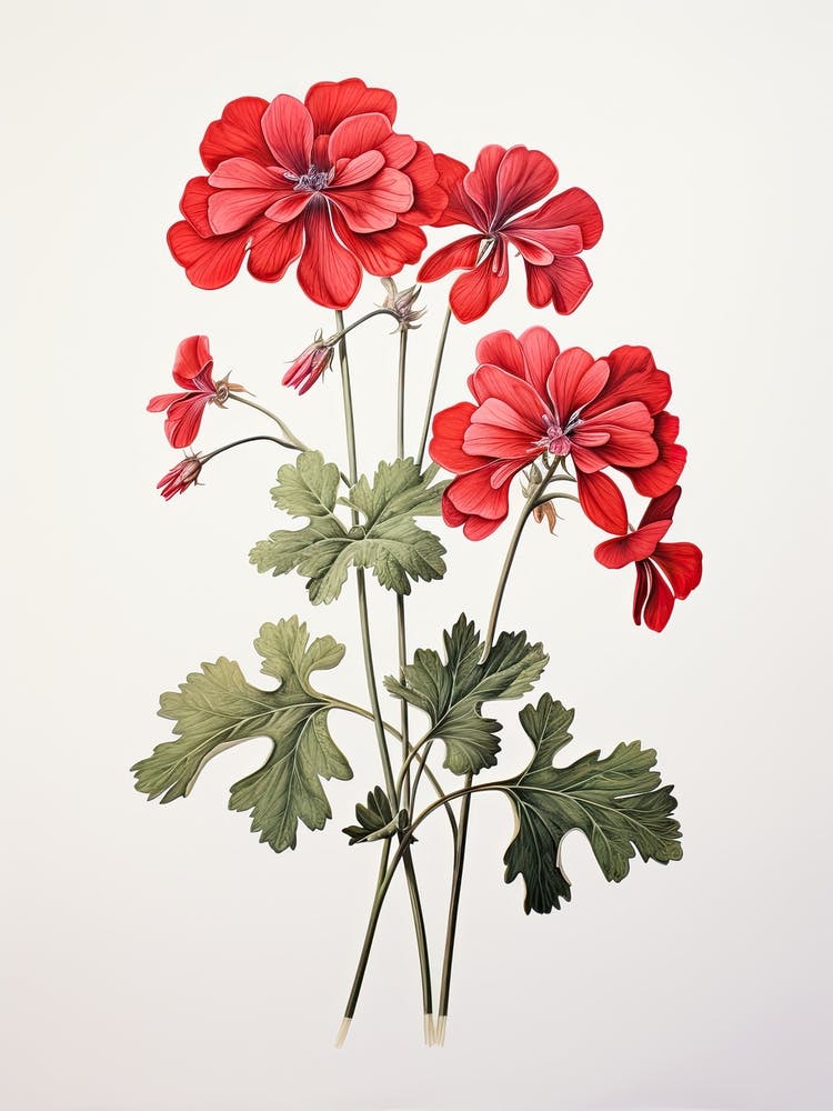 Geraniums Flower Vintage Botanical 3