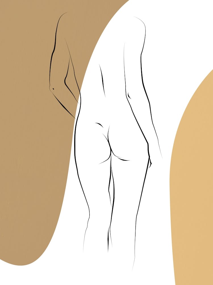 Naked Woman Back Line Art