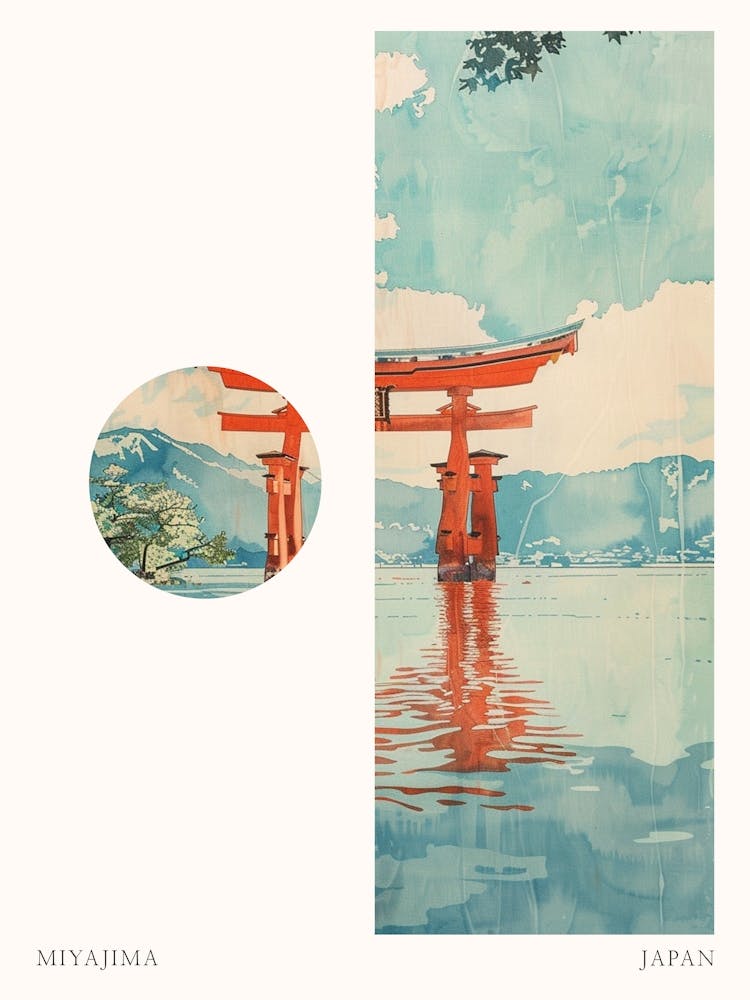 Miyajima Japan 6 Cut Out Travel Poster