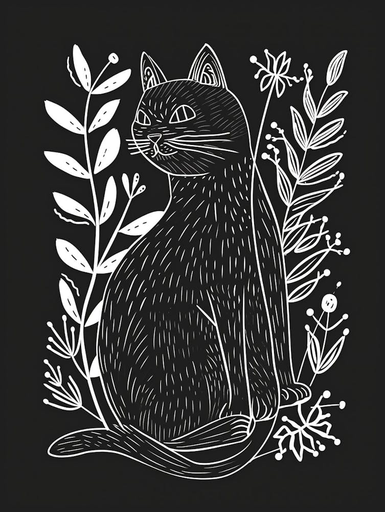 Chausie Cat Minimalist Illustration 1