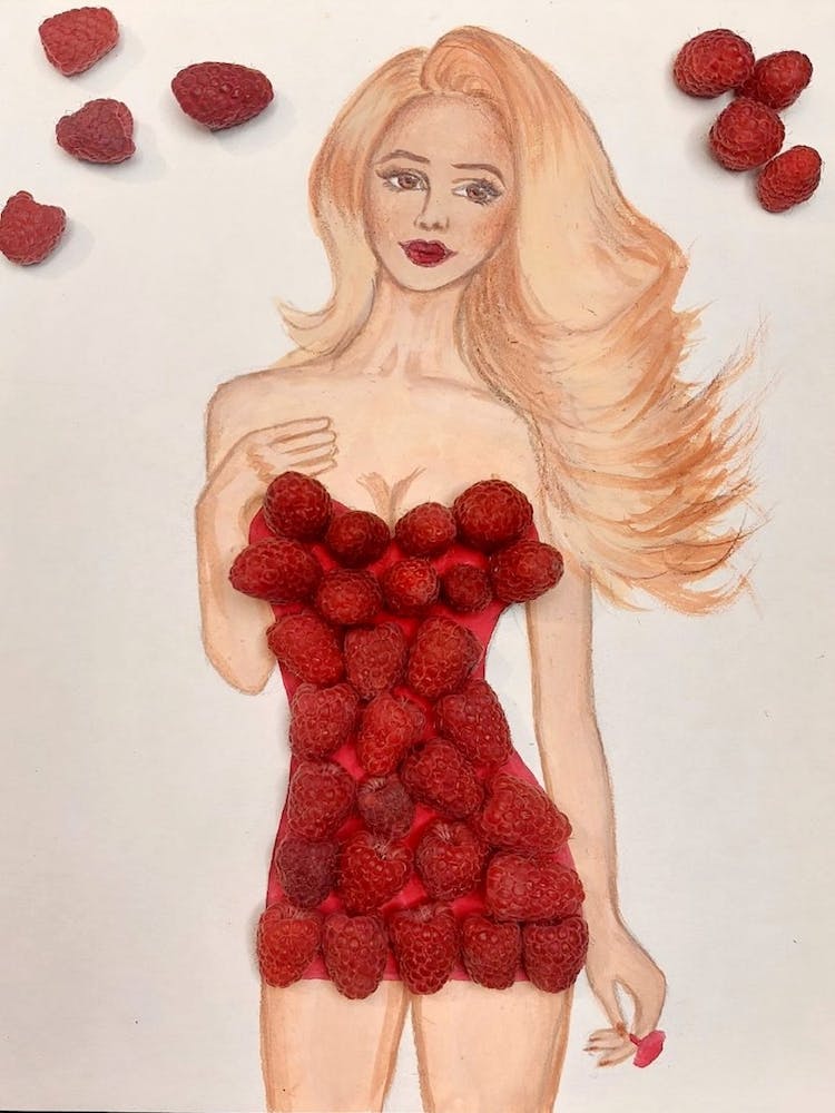 Lady In Raspberry Dress