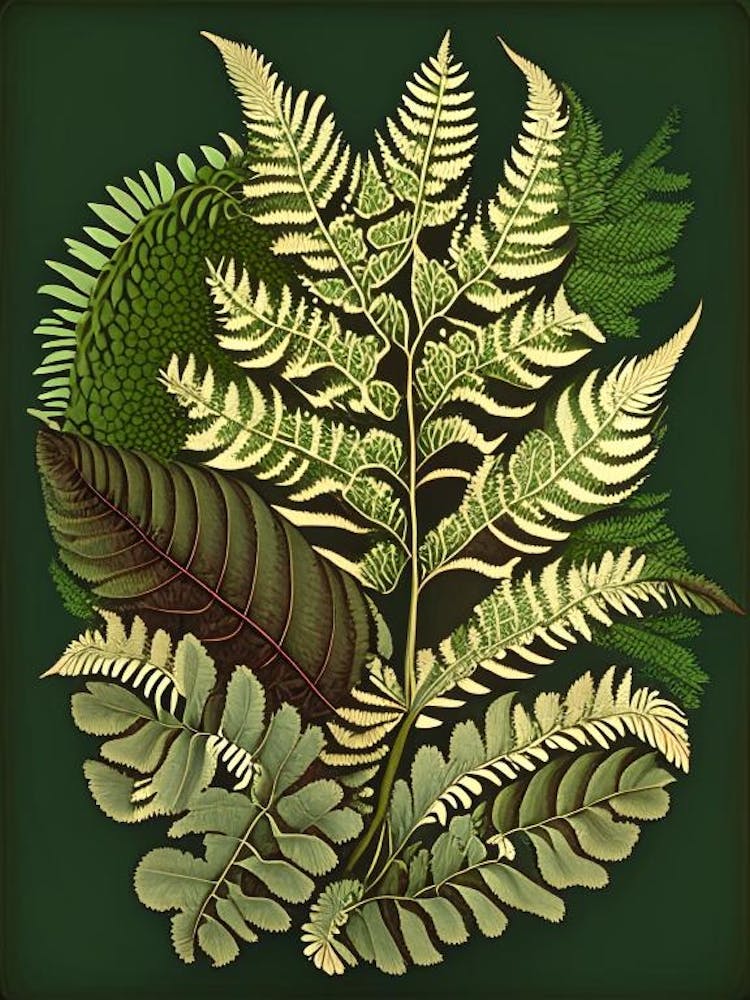 Japanischer Malerfarn Vintage Botanisches Poster