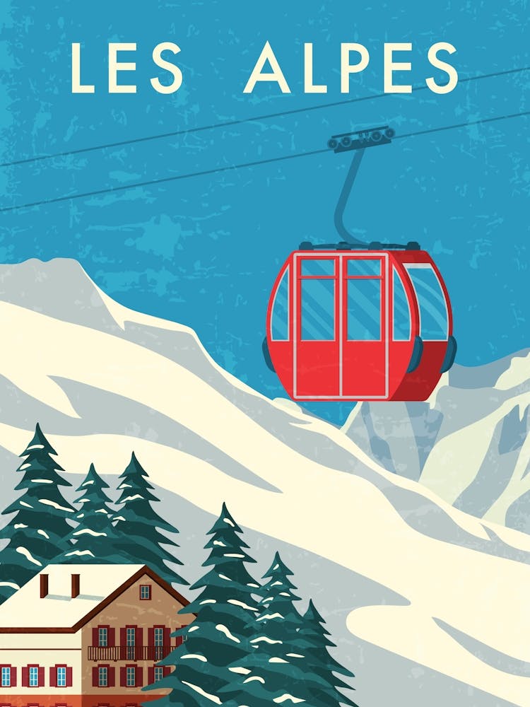 Les Alpes, Alps. Austria, Switzerland — Retro travel minimalist poster 1