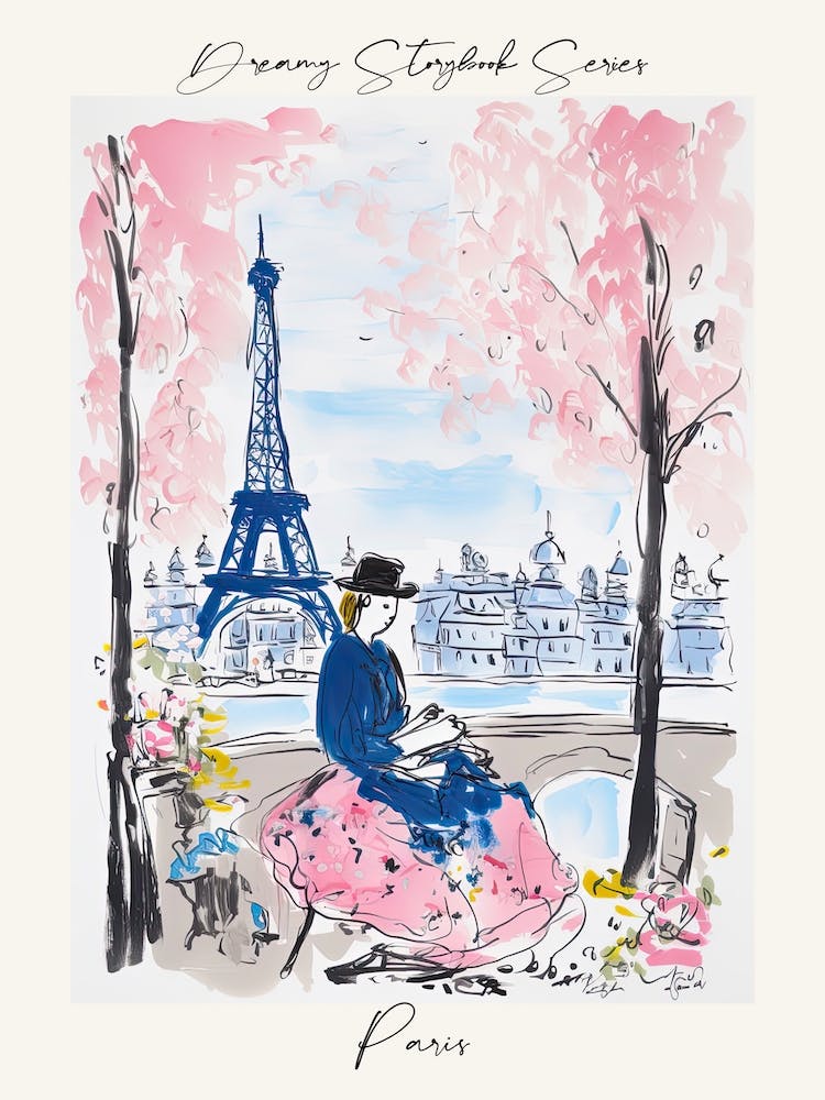 Poster Of Paris, Dreamy Storybook Illustration 2