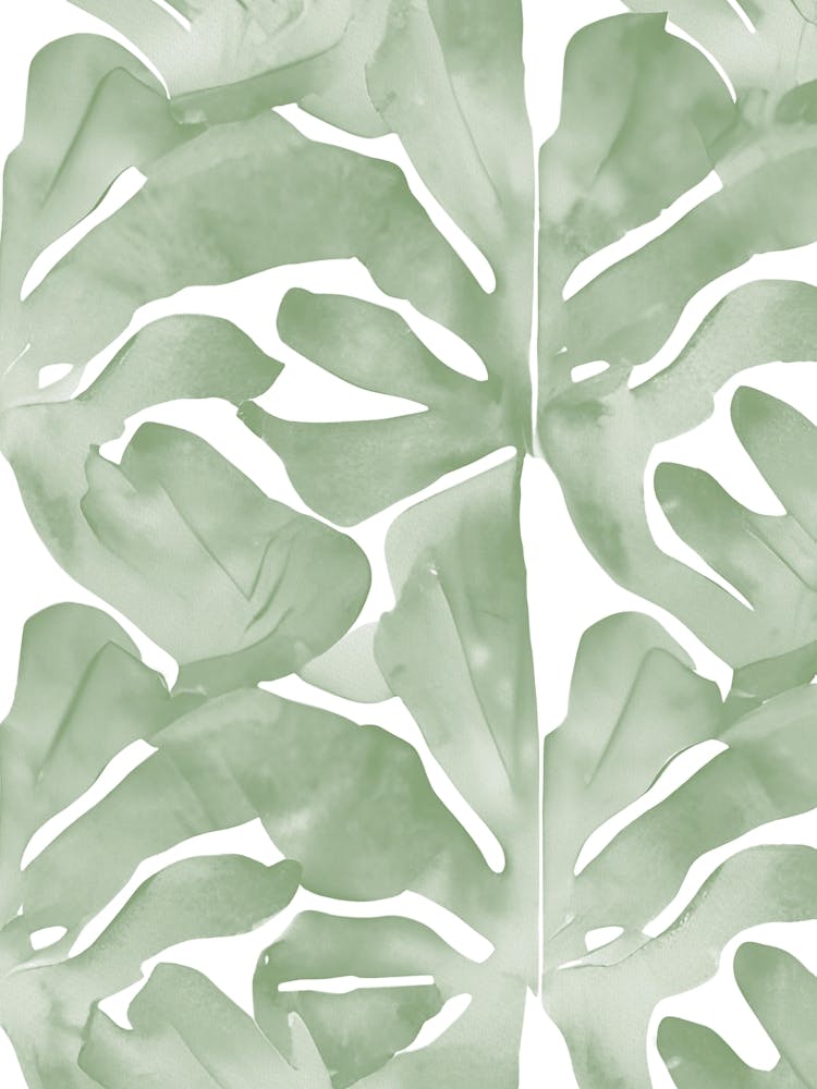 Tropical Leaves, Watercolor Sage Green Botanical 2 1