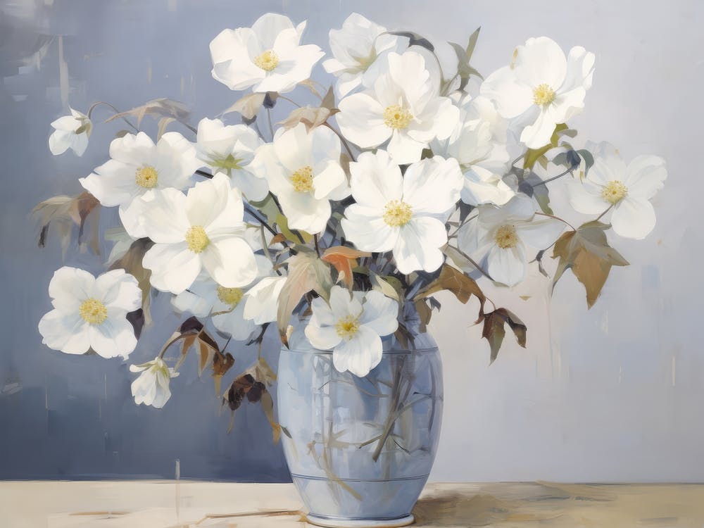White Flower Arrangement Painting