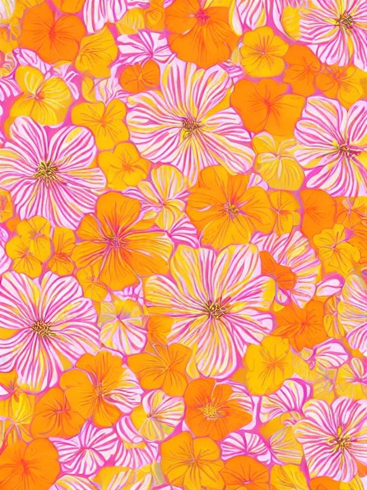 Nasturtium Floral Print Warm Tones 2 Flower