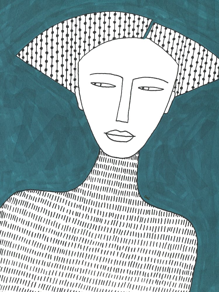 Blue Pattern Illustration Woman
