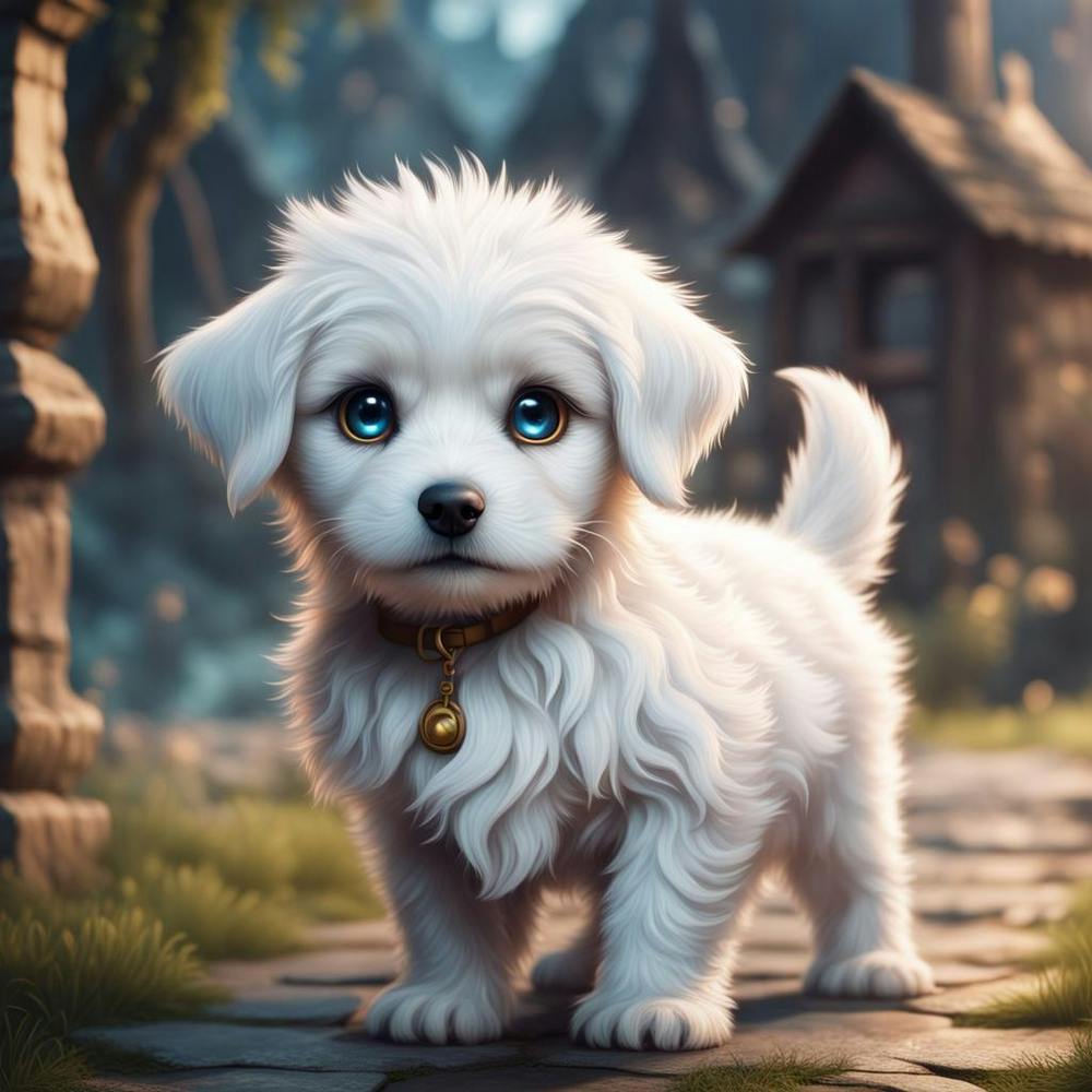 White Puppy With Blue Eyes
