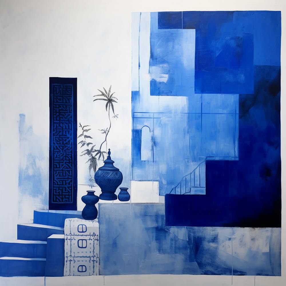 Moroccan Blue And White Pots and Steps
