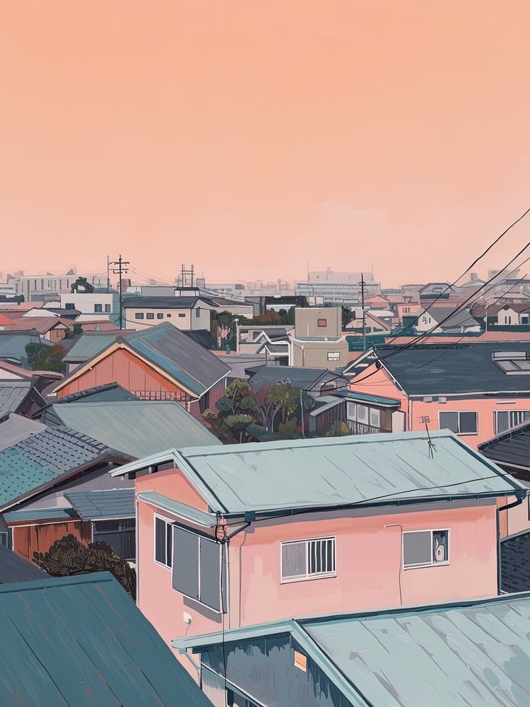 Tokio Dächer Morgenskyline 2