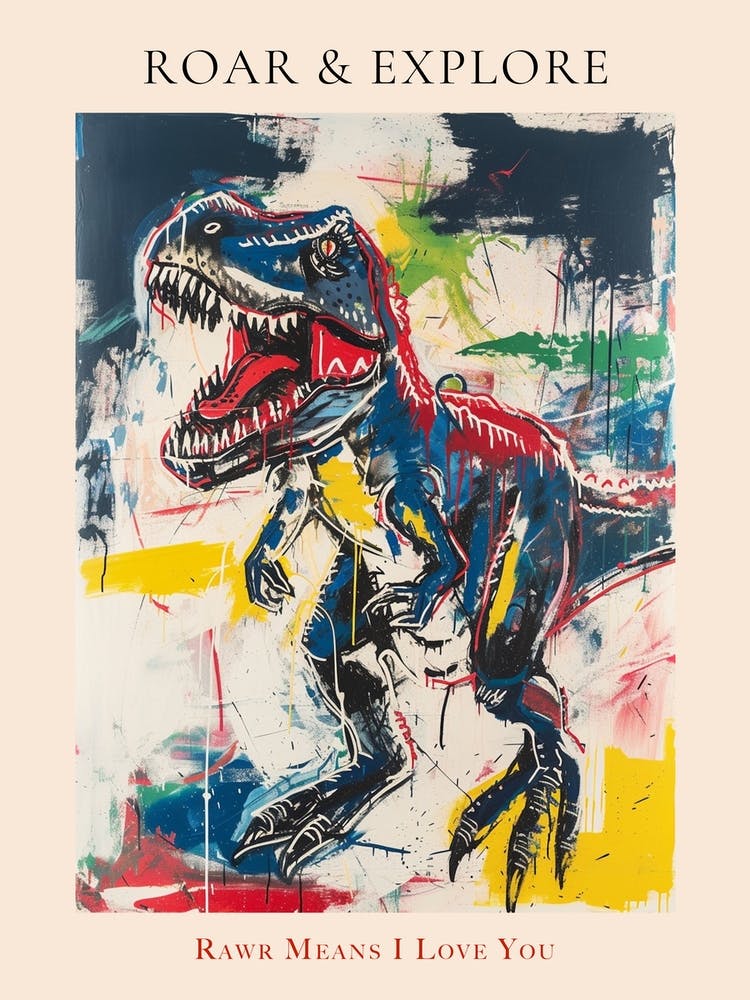 Graffiti Abstract T Rex Painting 1 Poster