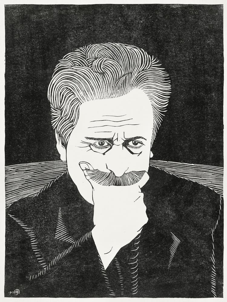Self Portrait With Hand On Mustache, Samuel Jessurun