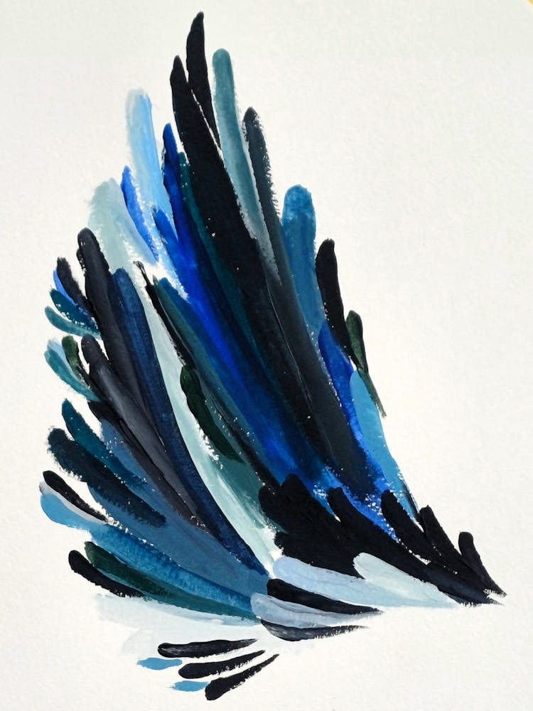Blue Feather Wing Painting