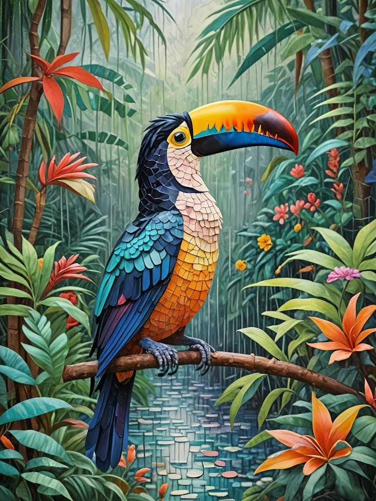 Tropical Toucan In The Rain