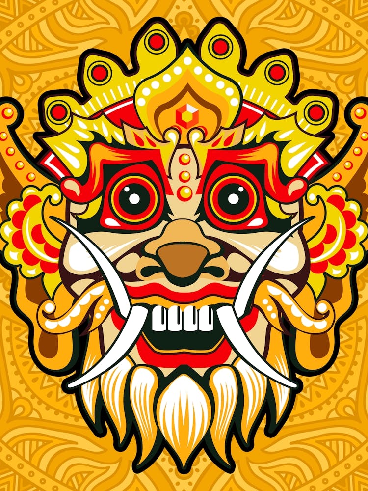 Buddhist Deity Mask - Barong / Balinese mask / Bali mask
