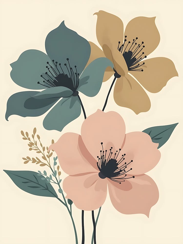 Pastel Poppy Garden Illustration