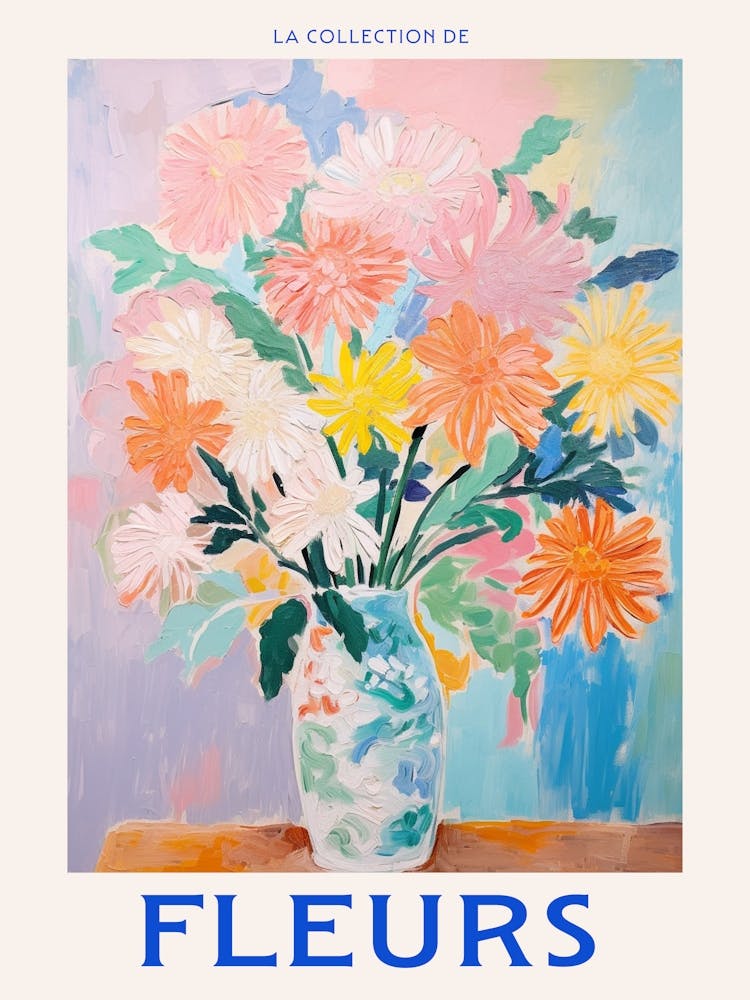 French Flower Poster Chrysanthemum