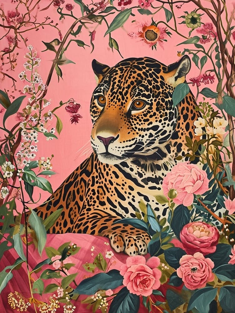 Floral Animal Painting Jaguar 3