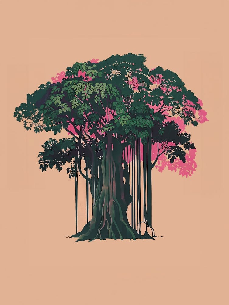 Banyan Tree Colourful Illustration 1