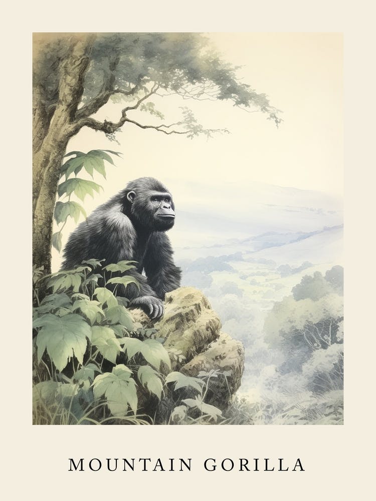 Beatrix Potter Inspired  Animal Watercolour Mountain Gorilla 4