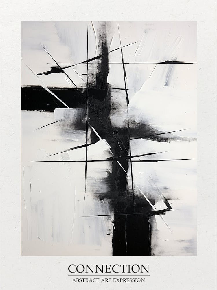 Connection Abstract Black And White 6 Poster