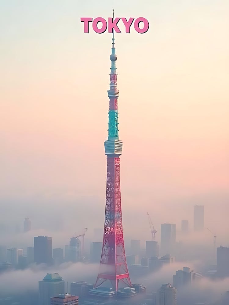 Tokyo Japan Vintage Digital Travel Poster 2