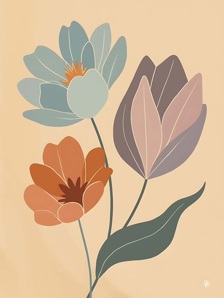 Pastel Floral Harmony Soft Botanical Wall